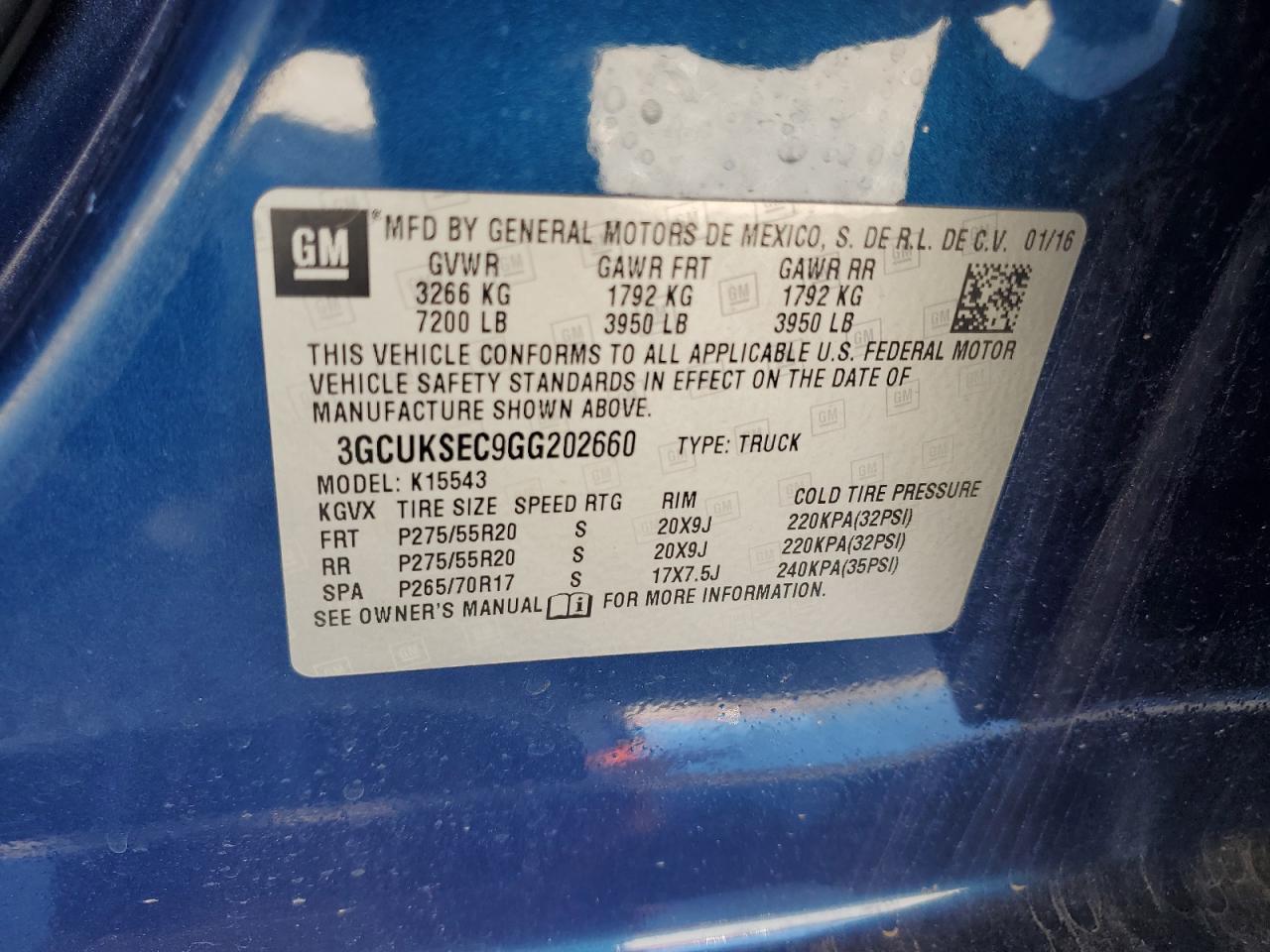 2016 Chevrolet Silverado K1500 Ltz VIN: 3GCUKSEC9GG202660 Lot: 73615334