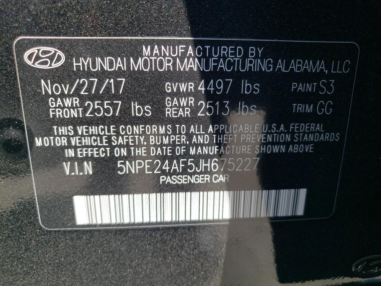 5NPE24AF5JH675227 2018 Hyundai Sonata Se