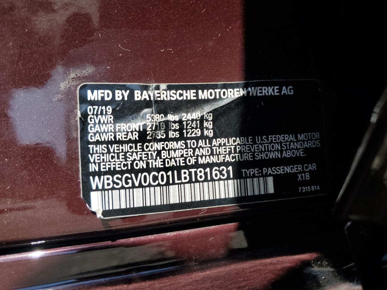 WBSGV0C01LBT81631 2020 BMW M8