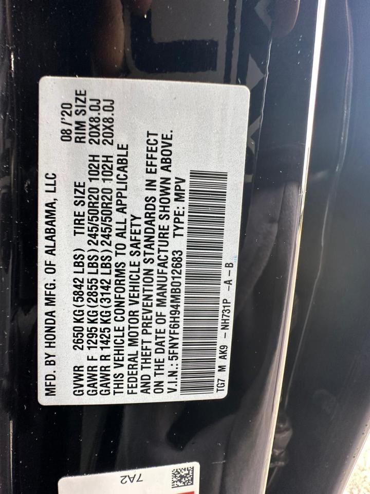 5FNYF6H94MB012683 2021 Honda Pilot Touring