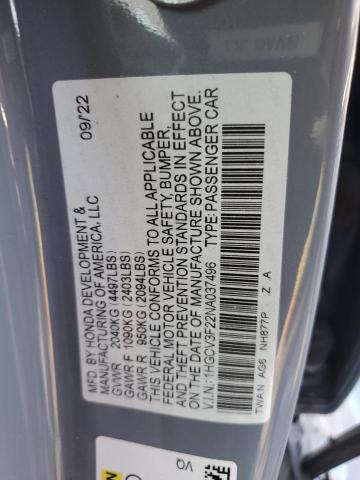 1HGCV3F22NA037496 Honda Accord HYB 12