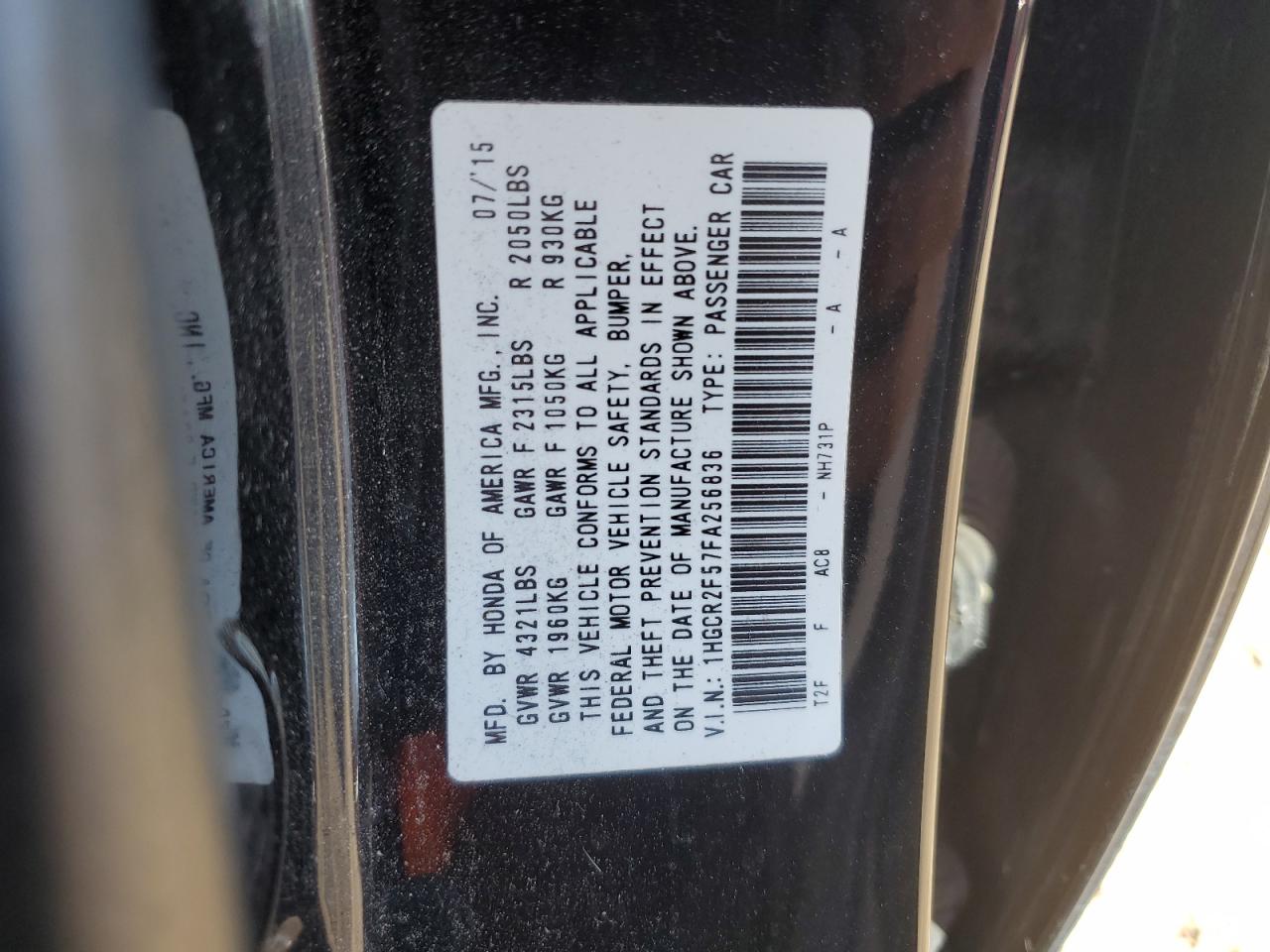 1HGCR2F57FA256836 2015 Honda Accord Sport