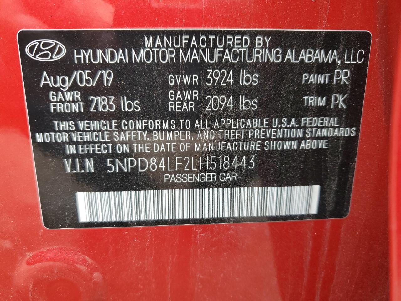 5NPD84LF2LH518443 2020 Hyundai Elantra Sel