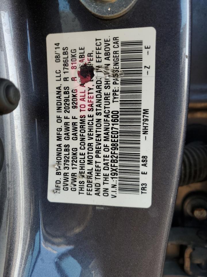 19XFB2F98EE071600 2014 Honda Civic Exl