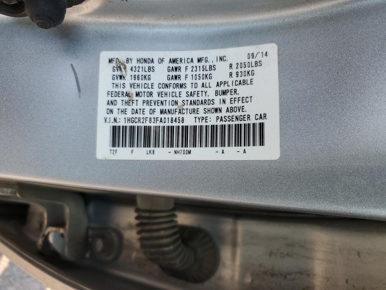 1HGCR2F83FA018458 2015 Honda Accord Exl