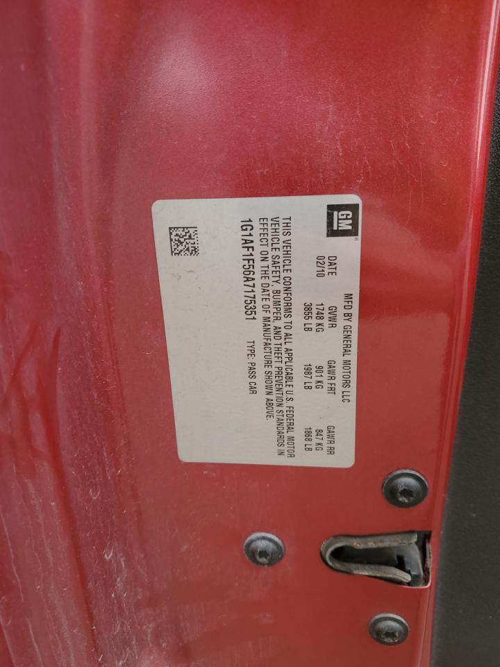 2010 Chevrolet Cobalt 2Lt VIN: 1G1AF1F56A7175351 Lot: 72381344