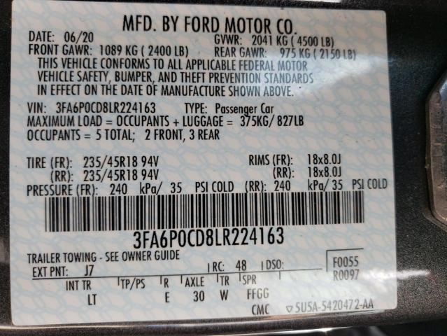 3FA6P0CD8LR224163 Ford Fusion SEL 13