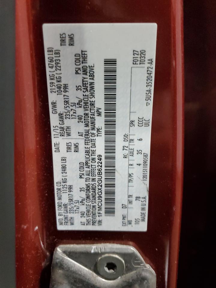 2016 Ford Escape Se VIN: 1FMCU9GX2GUB62249 Lot: 73137324