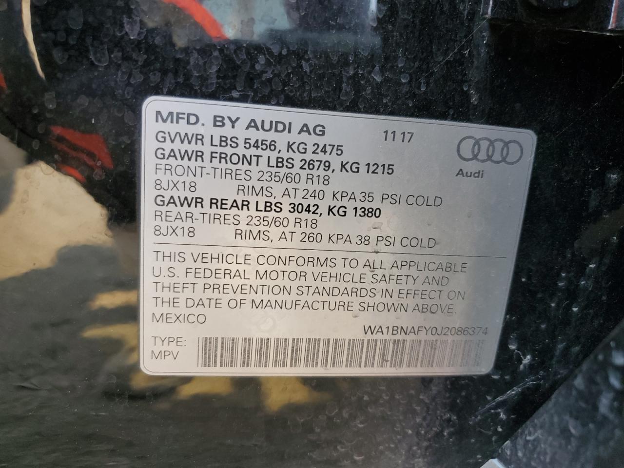 WA1BNAFY0J208674 2018 Audi Q5 Premium Plus