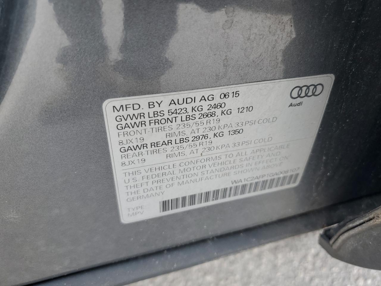 WA1C2AFP1GA008107 2016 Audi Q5 Premium