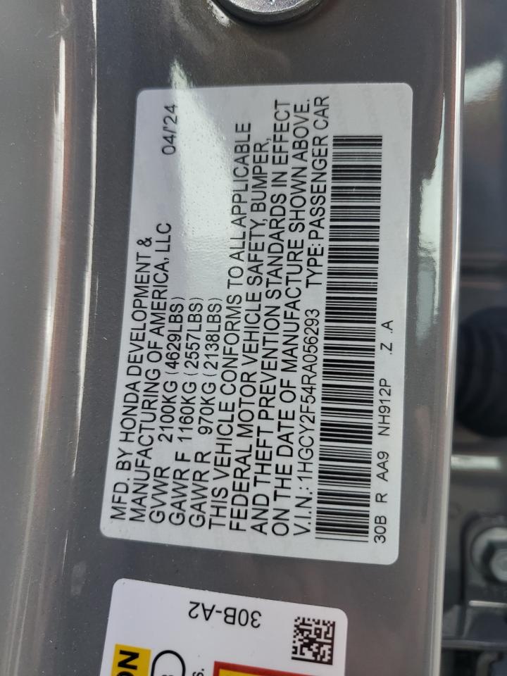 1HGCY2F54RA056293 2024 Honda Accord Hybrid Sport