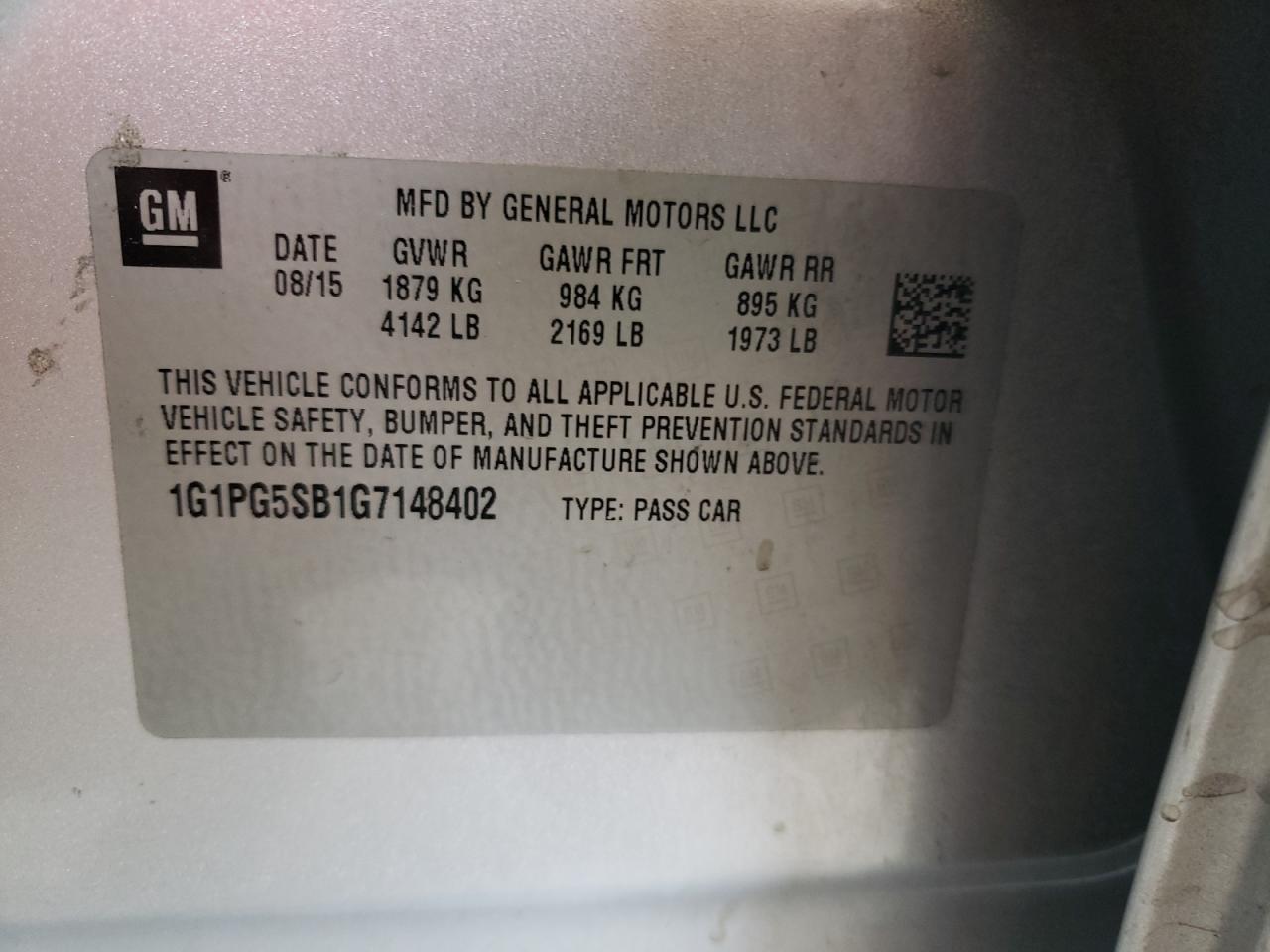 2016 Chevrolet Cruze Limited Ltz VIN: 1G1PG5SB1G7148402 Lot: 79960864