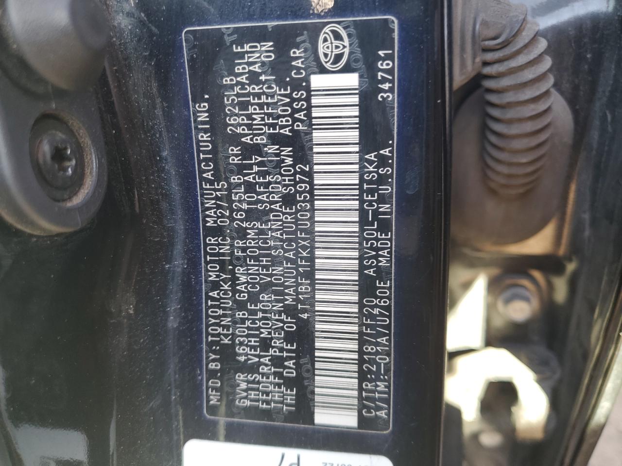 4T1BF1FKXFU035972 2015 Toyota Camry Le