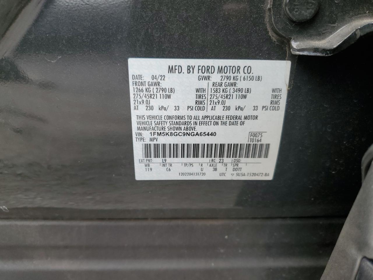 1FM5K8GC9NGA65440 2022 Ford Explorer St