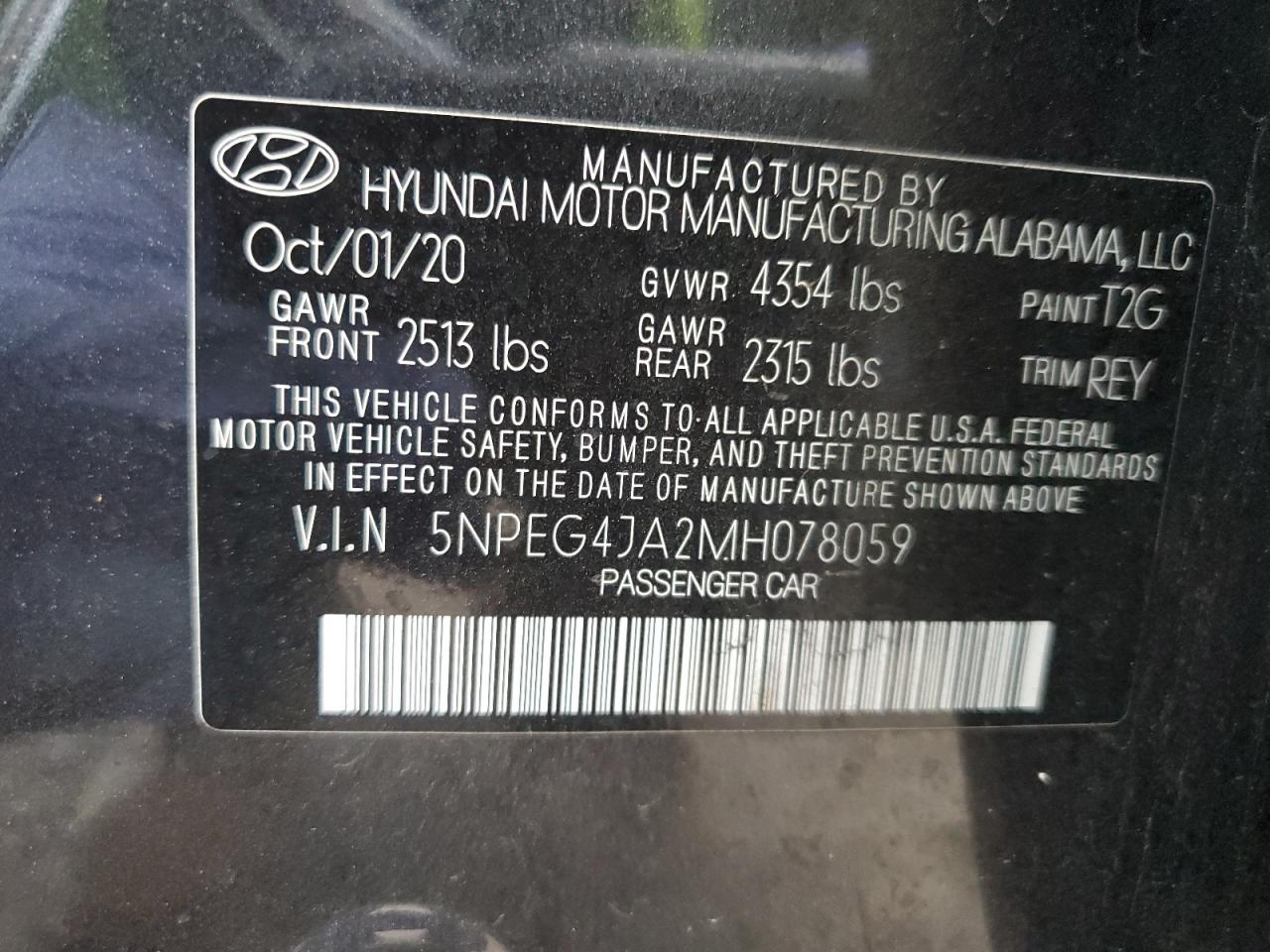 5NPEG4JA2MH078059 2021 Hyundai Sonata Se