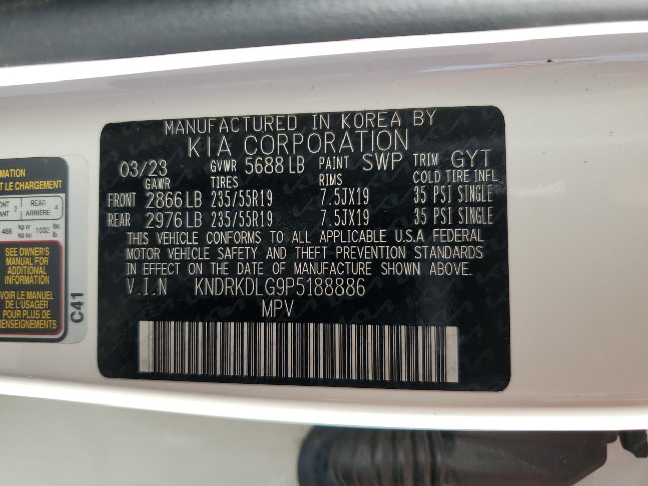 KNDRKDLG9P5188886 2023 Kia Sorento Sxp