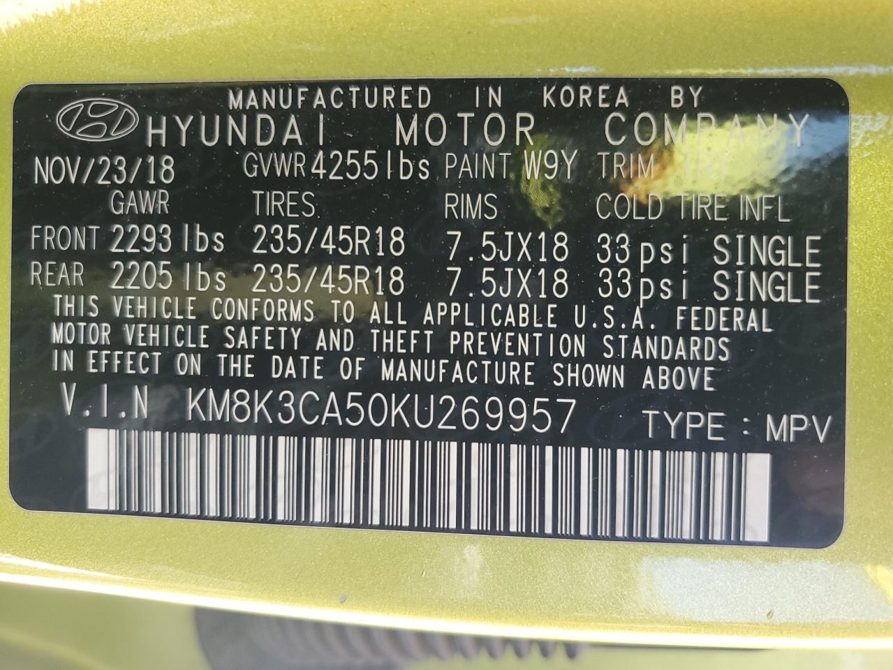 KM8K3CA50KU269957 2019 HYUNDAI KONA - Image 15