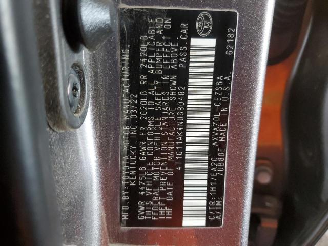 4T1G11AK4NU680482 Toyota Camry SE 12