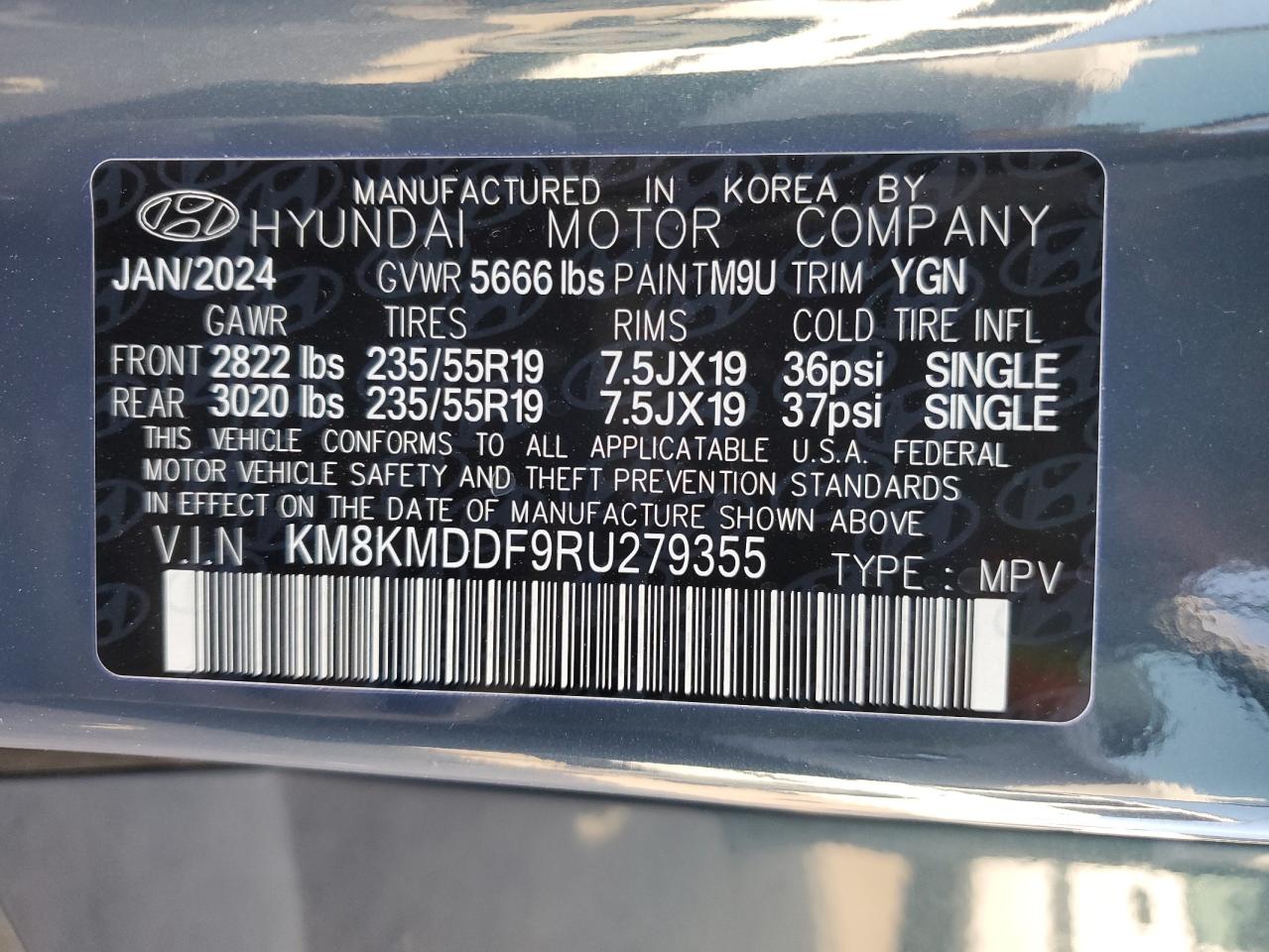 KM8KMDDF9RU279355 2024 Hyundai Ioniq 5 Se