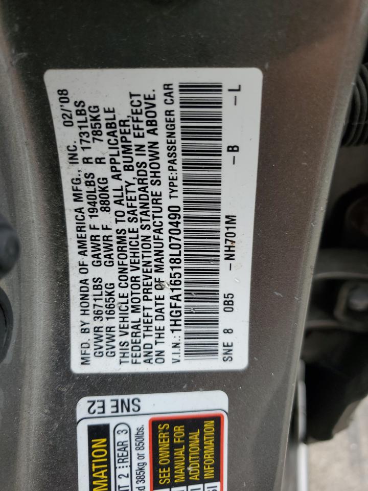 1HGFA16518L070490 2008 Honda Civic Lx