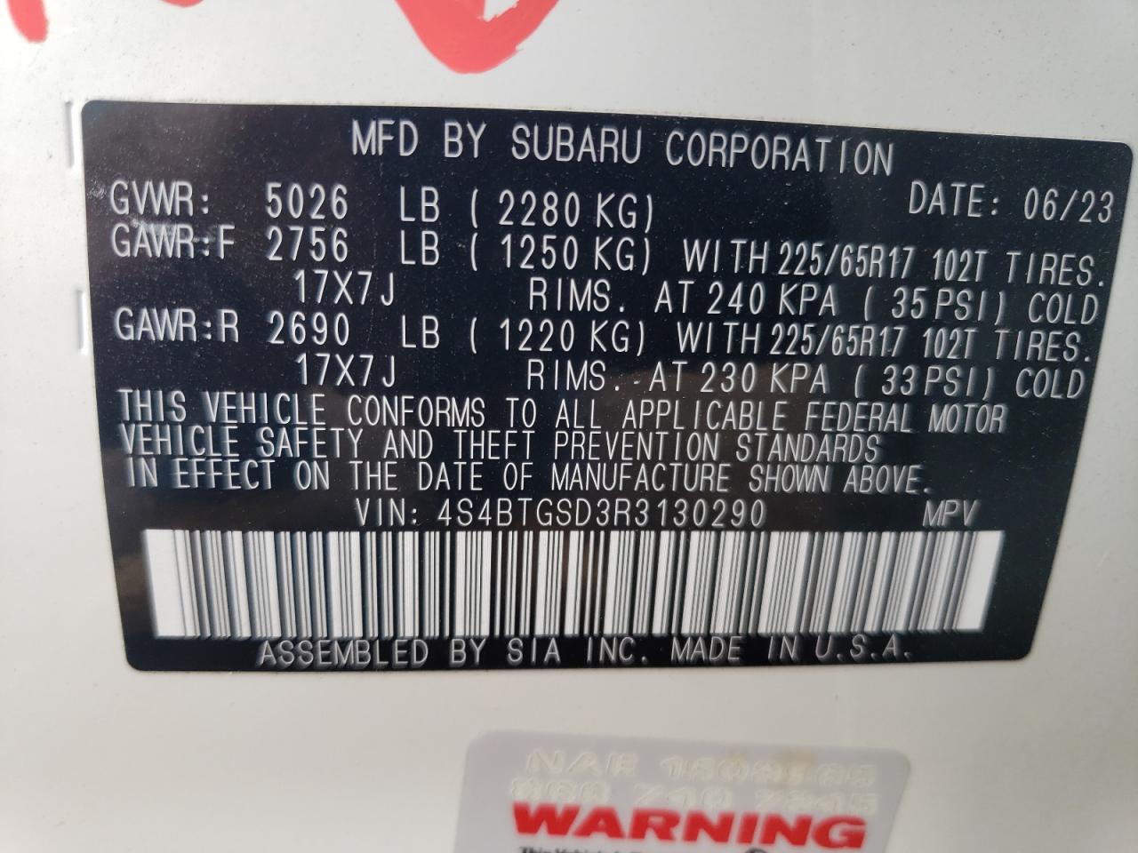 4S4BTGSD3R3130290 2024 Subaru Outback Wilderness