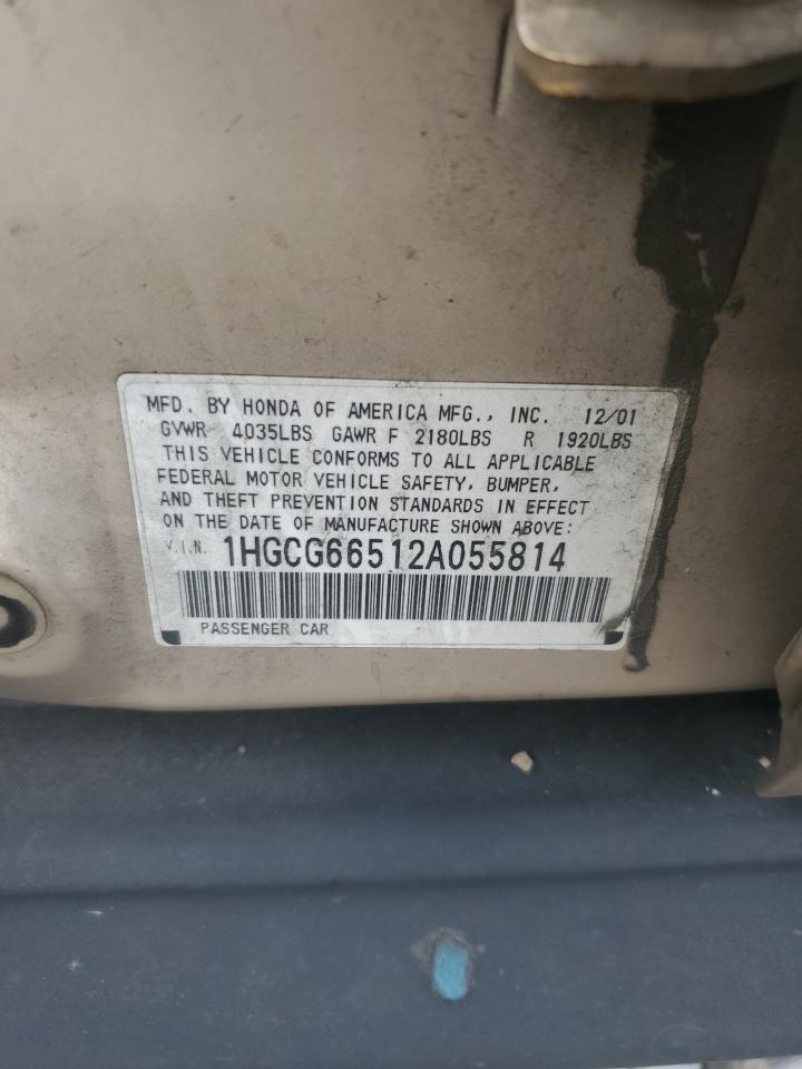 2002 Honda Accord Lx VIN: 1HGCG66512A055814 Lot: 73415844