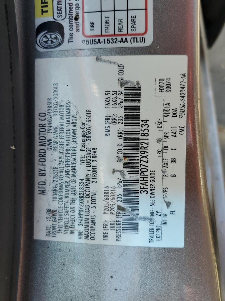 3FAHP07ZX9R218534 2009 Ford Fusion Se