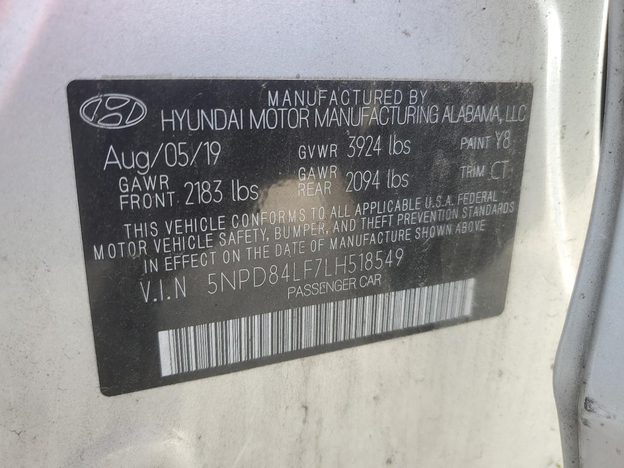 5NPD84LF7LH518549 2020 Hyundai Elantra Sel