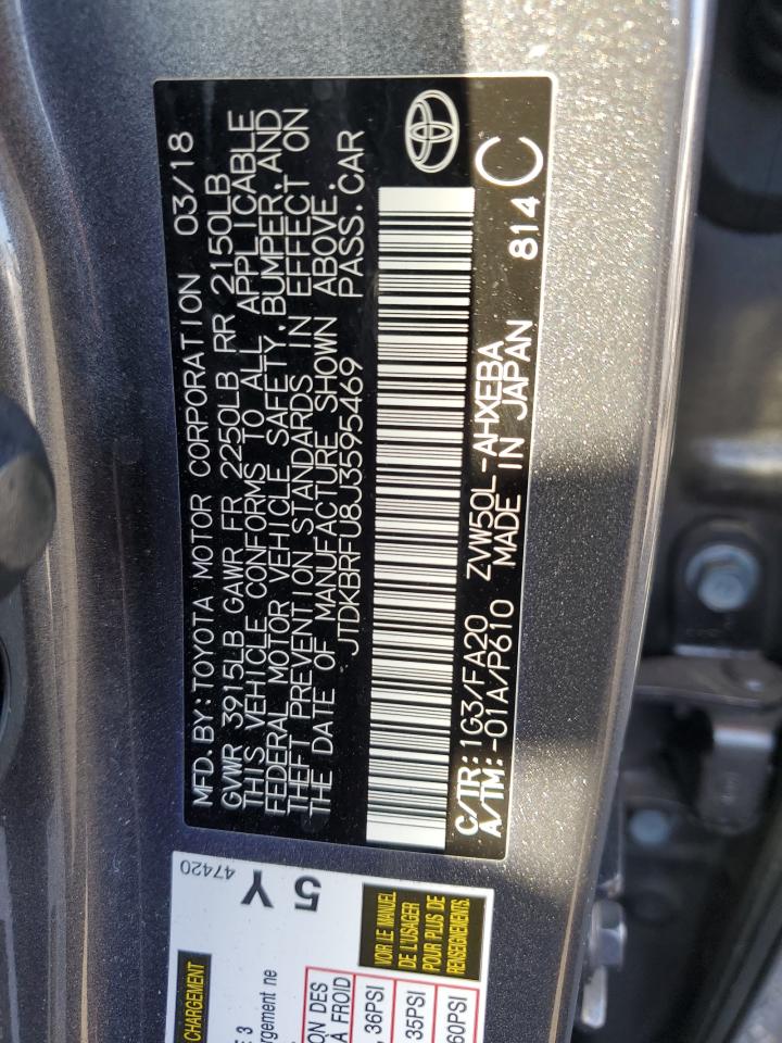 JTDKBRFU8J3595469 2018 Toyota Prius