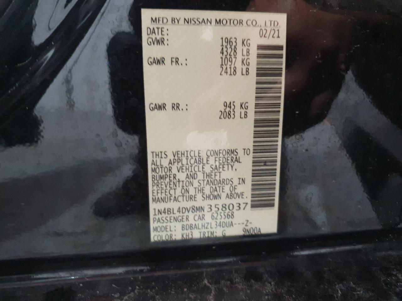 1N4BL4DV8MN358037 2021 NISSAN ALTIMA - Image 13