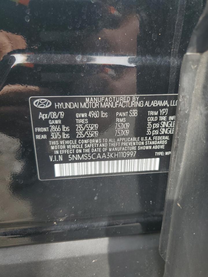 5NMS5CAA3KH110997 2019 Hyundai Santa Fe Limited