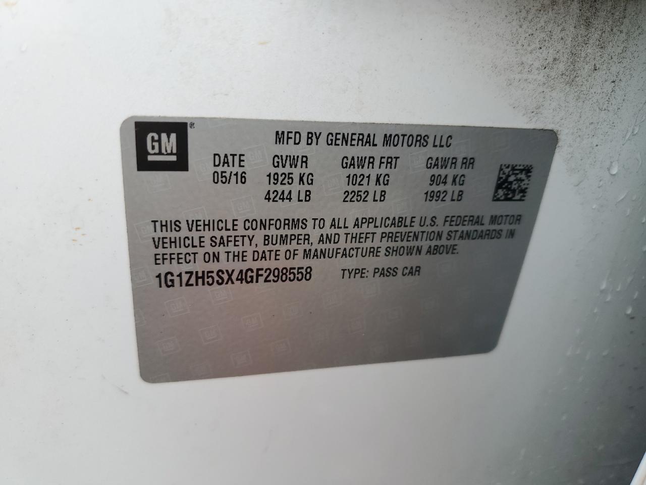 1G1ZH5SX4GF298558 2016 CHEVROLET MALIBU - Image 12