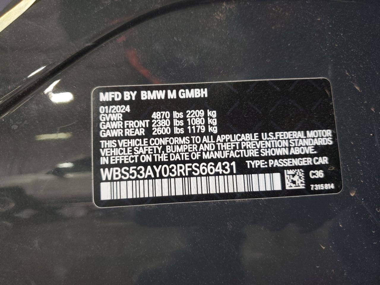 WBS53AY03RFS66431 2024 BMW M3