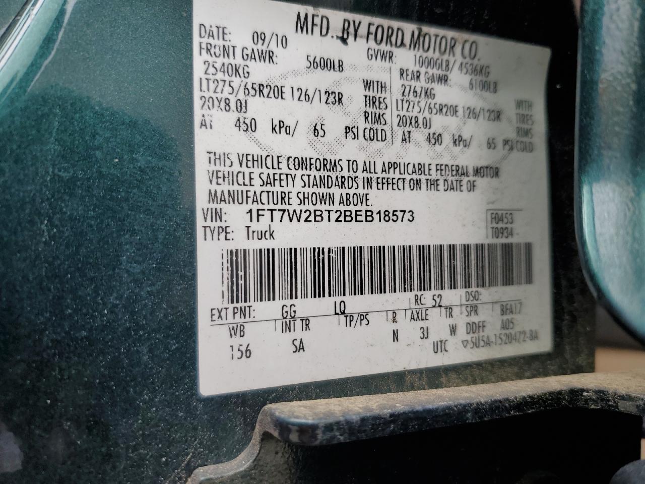 1FT7W2BT2BEB18573 2011 Ford F250 Super Duty