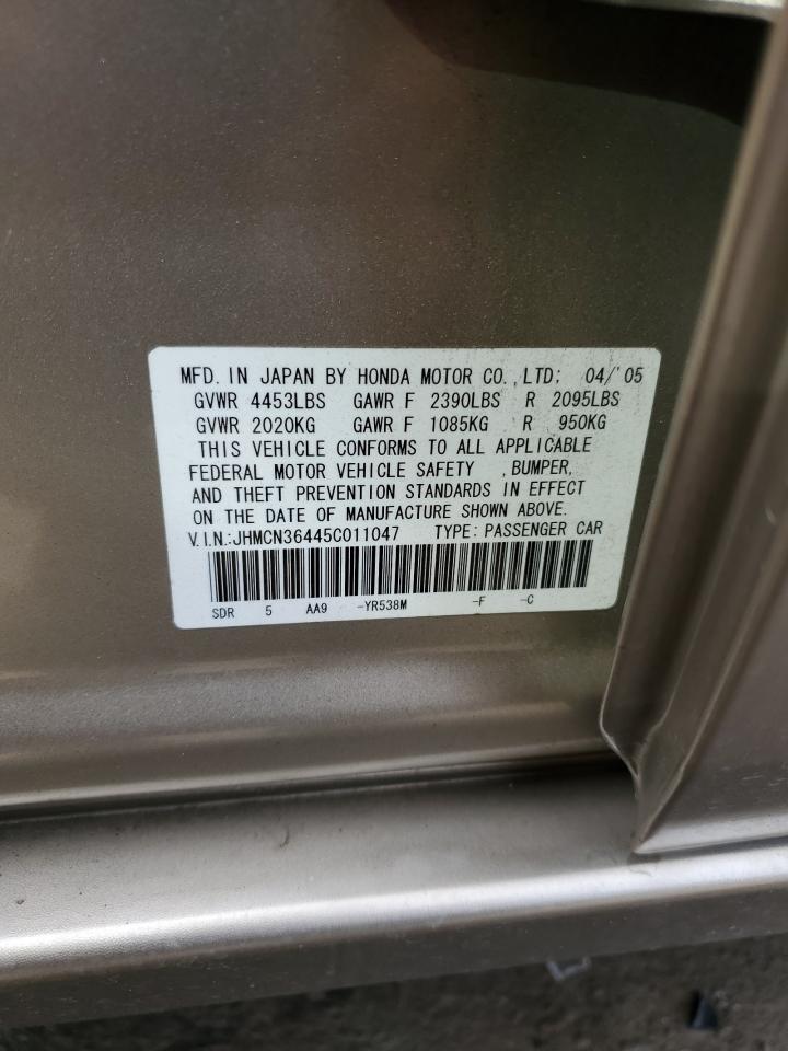 2005 Honda Accord Hybrid VIN: JHMCN36445C011047 Lot: 73160694