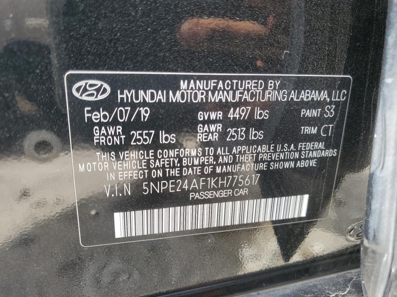 5NPE24AF1KH775617 2019 Hyundai Sonata Se