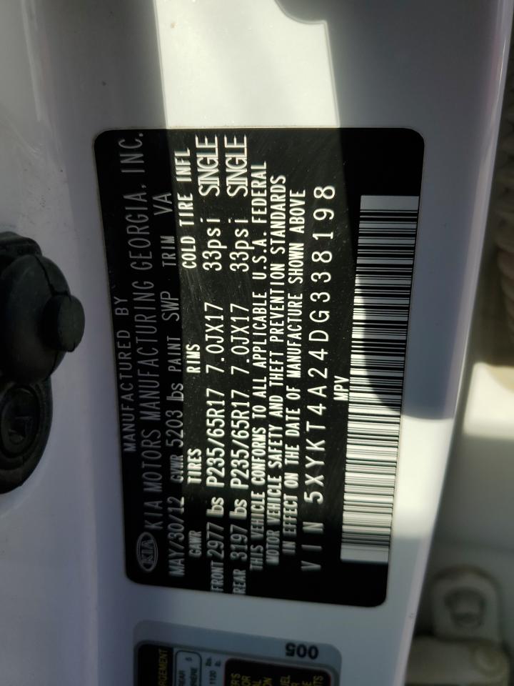 2013 Kia Sorento Lx VIN: 5XYKT4A24DG338198 Lot: 71794874