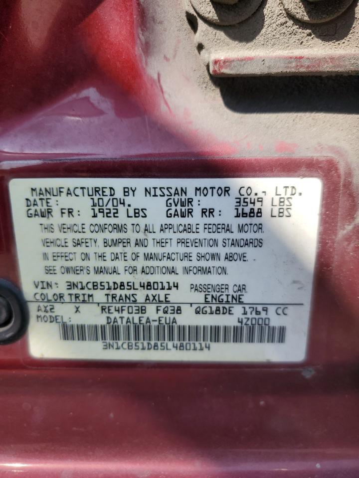 3N1CB51D85L480114 2005 Nissan Sentra 1.8