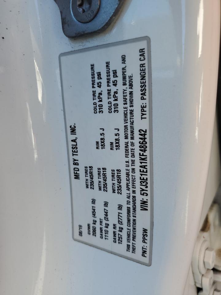 5YJ3E1EA1KF486442 2019 Tesla Model 3