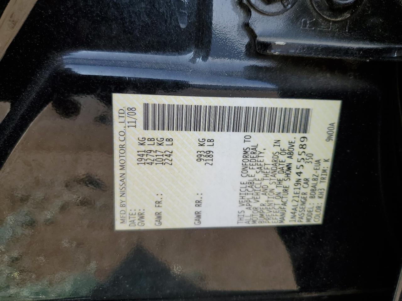 1N4AL21E19N455589 2009 Nissan Altima 2.5