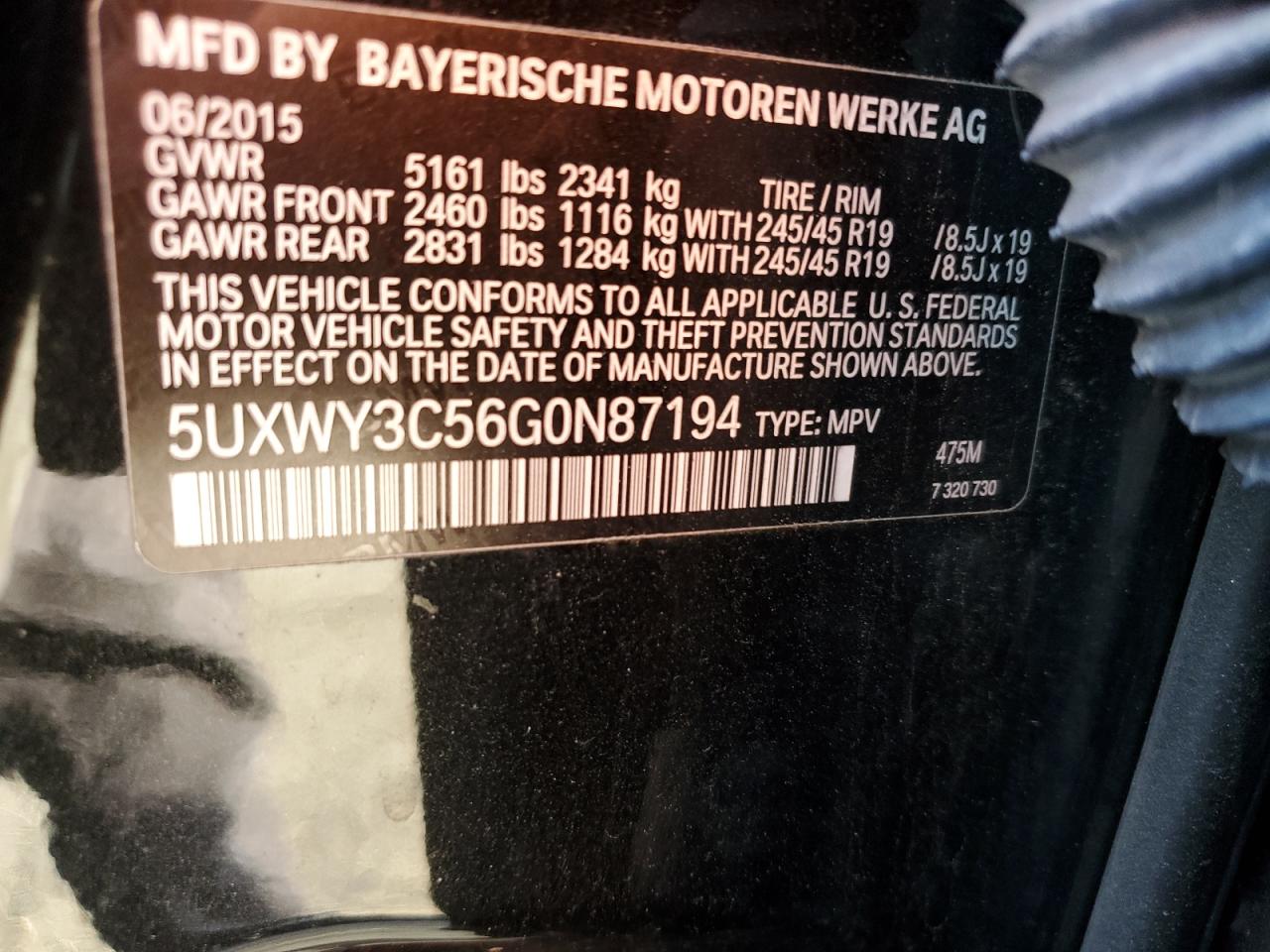 5UXWY3C56G0N87194 2016 BMW X3 xDrive28D