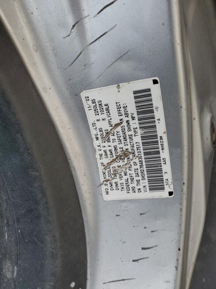 2003 Honda Cr-V Lx VIN: SHSRD78483U107517 Lot: 71723664