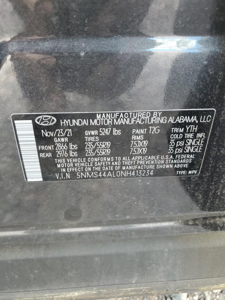 2022 Hyundai Santa Fe Limited VIN: 5NMS44AL0NH413234 Lot: 69897714