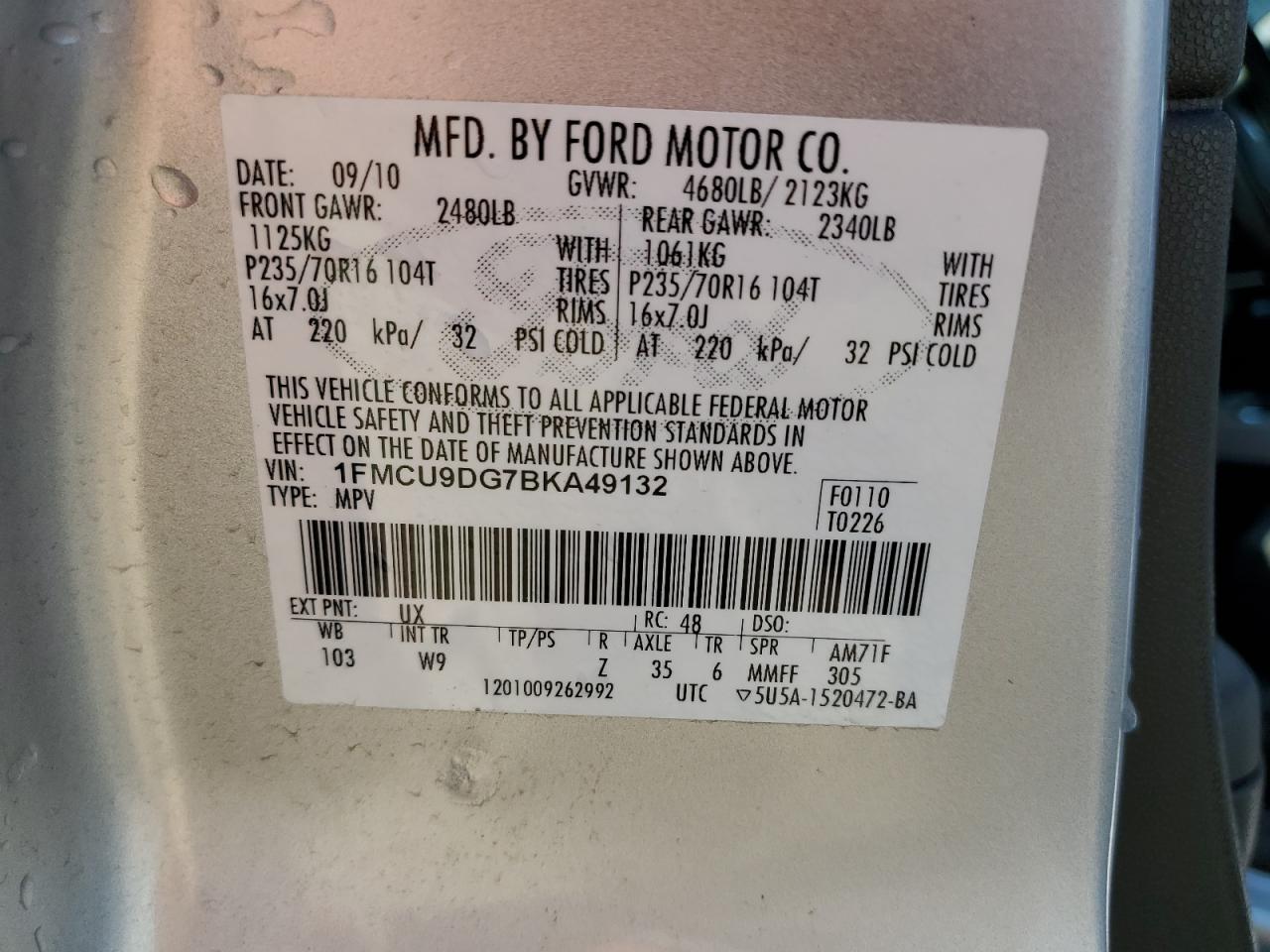 1FMCU9DG7BKA49132 2011 Ford Escape Xlt