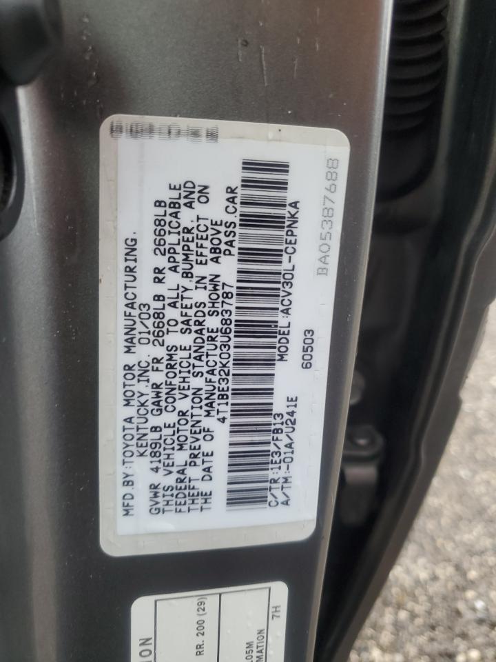 2003 Toyota Camry Le VIN: 4T1BE32K03U683787 Lot: 71004864