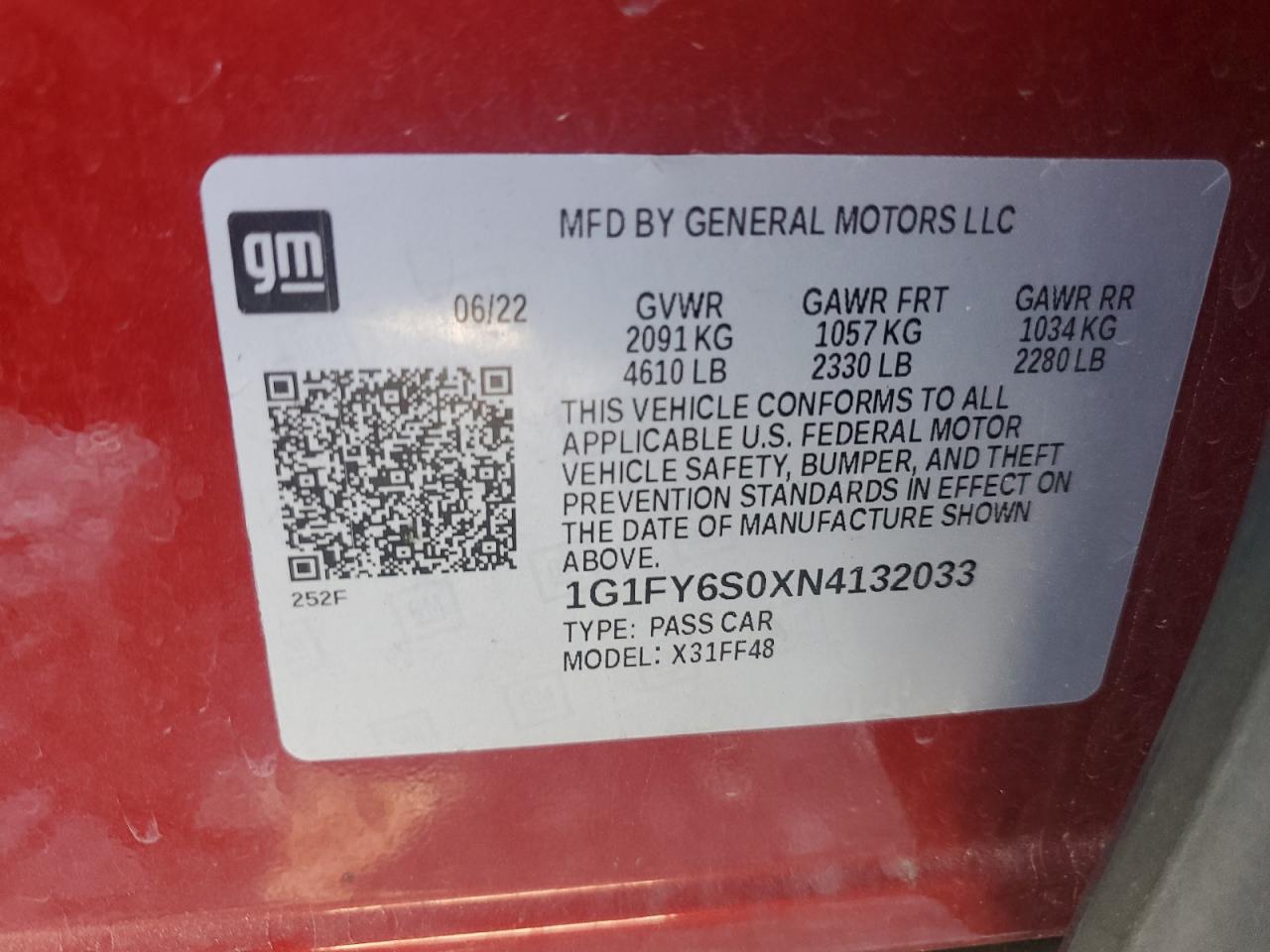 1G1FY6S0XN4132033 2022 Chevrolet Bolt Euv Lt