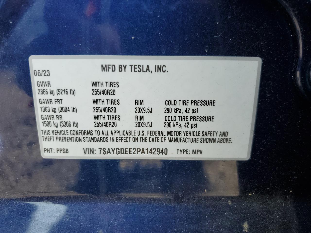 7SAYGDEE2PA142940 2023 Tesla Model Y