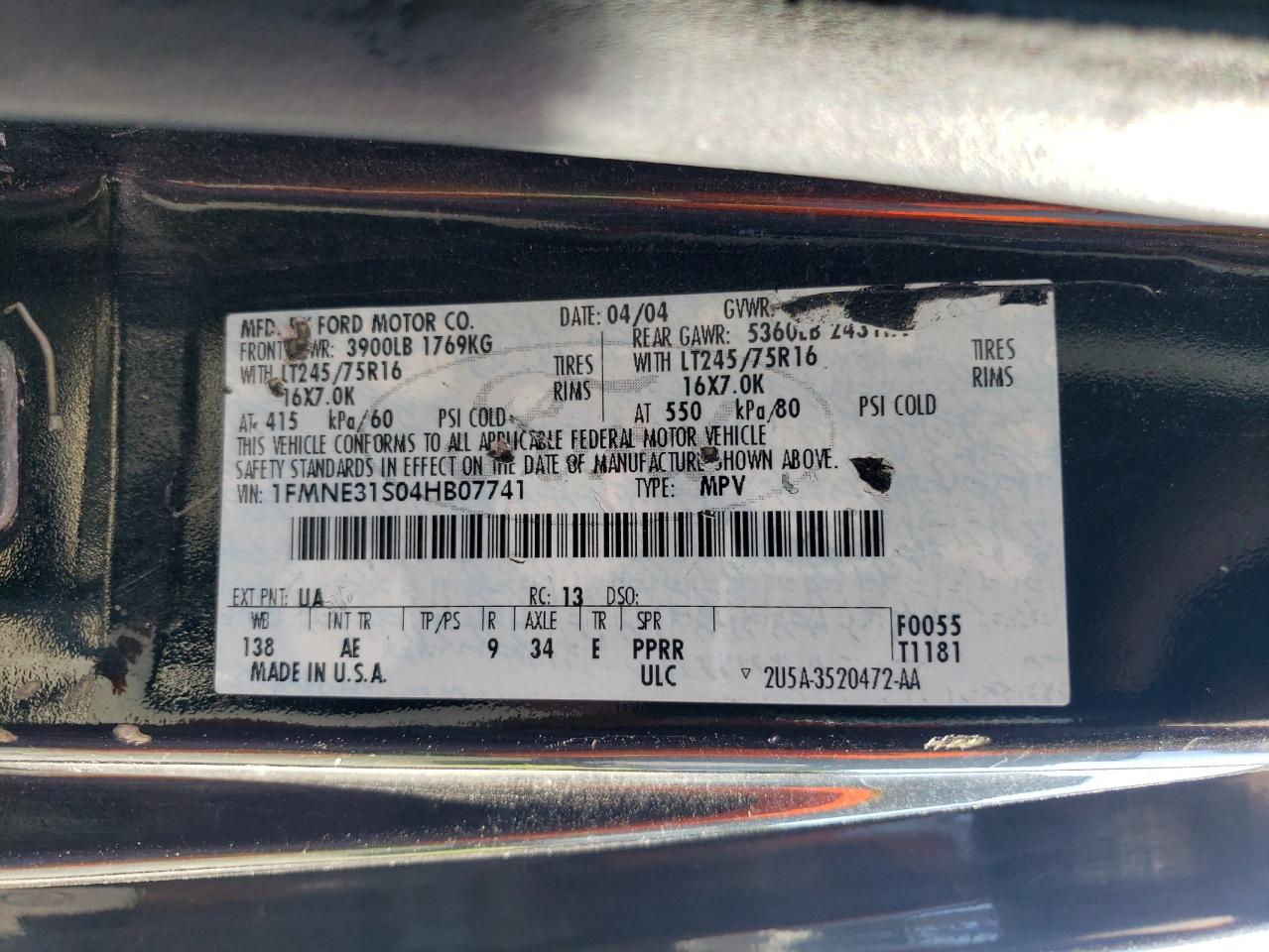 1FMNE31S04HB07741 2004 Ford Econoline E350 Super Duty Wagon