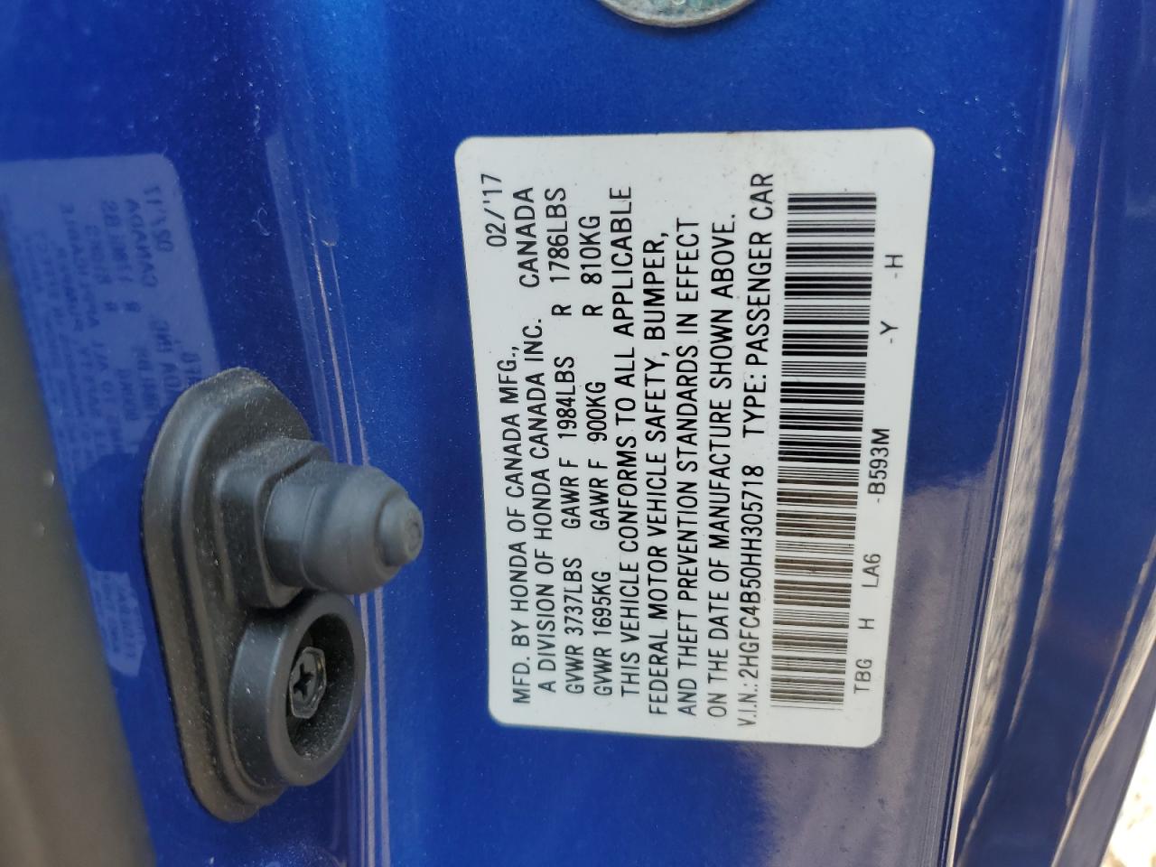 2HGFC4B50HH305718 2017 Honda Civic Lx