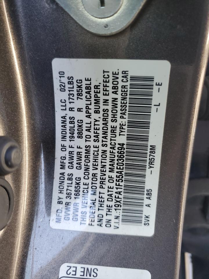 19XFA1F55AE036694 2010 Honda Civic Lx